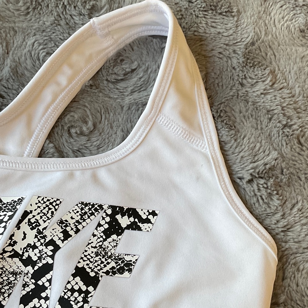 Nike White and Black Logo Racerback Sports Bra - Picture 3 of 5